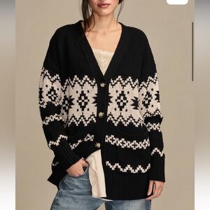 NWT Lucky Brand Women's Southwestern Jacquard Cotton cocoon cardigan sweater M